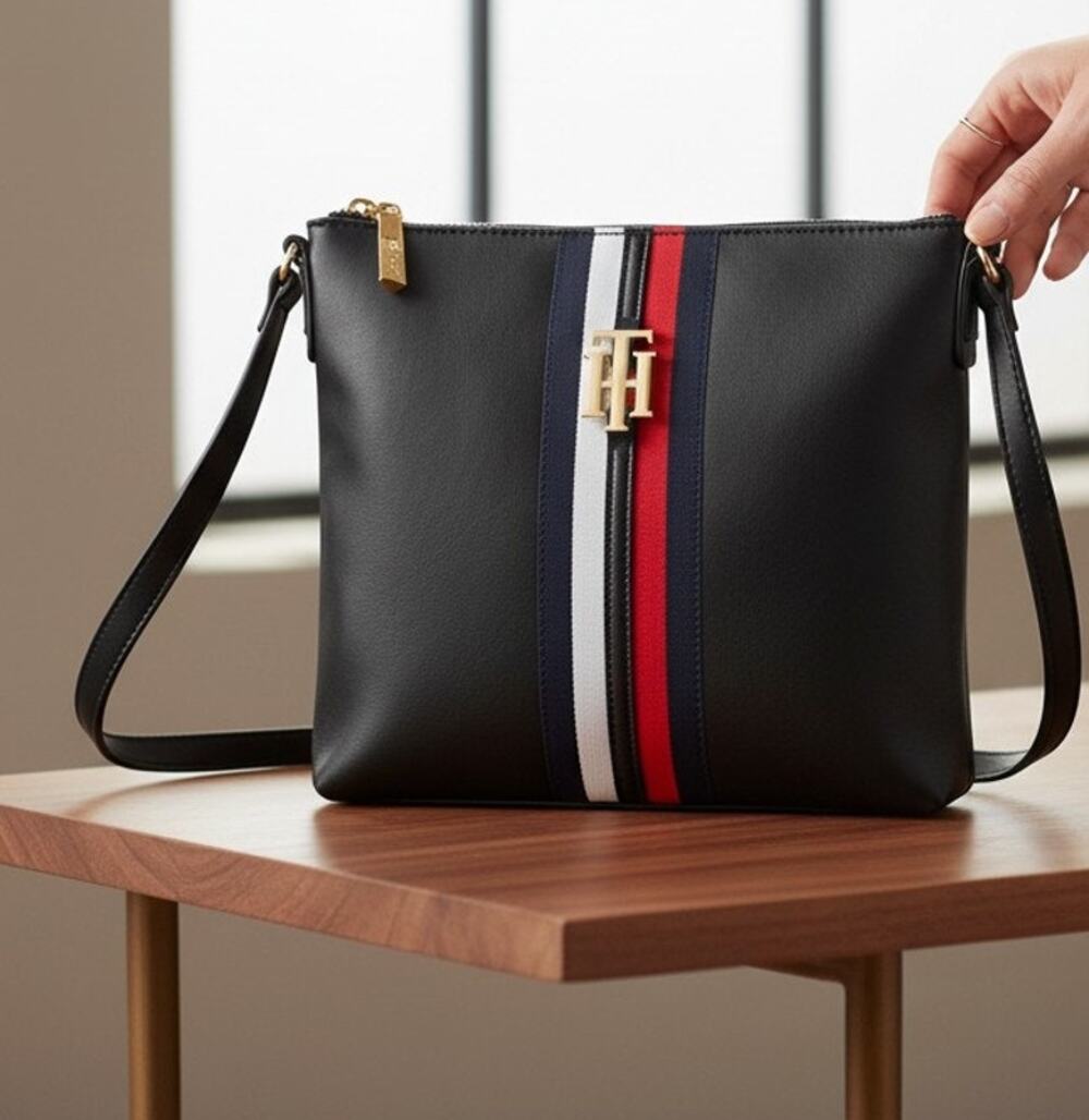 Tommy Hilfiger Jaden Crossbody Bag – Black – NWT – 9.5" W x 9" H